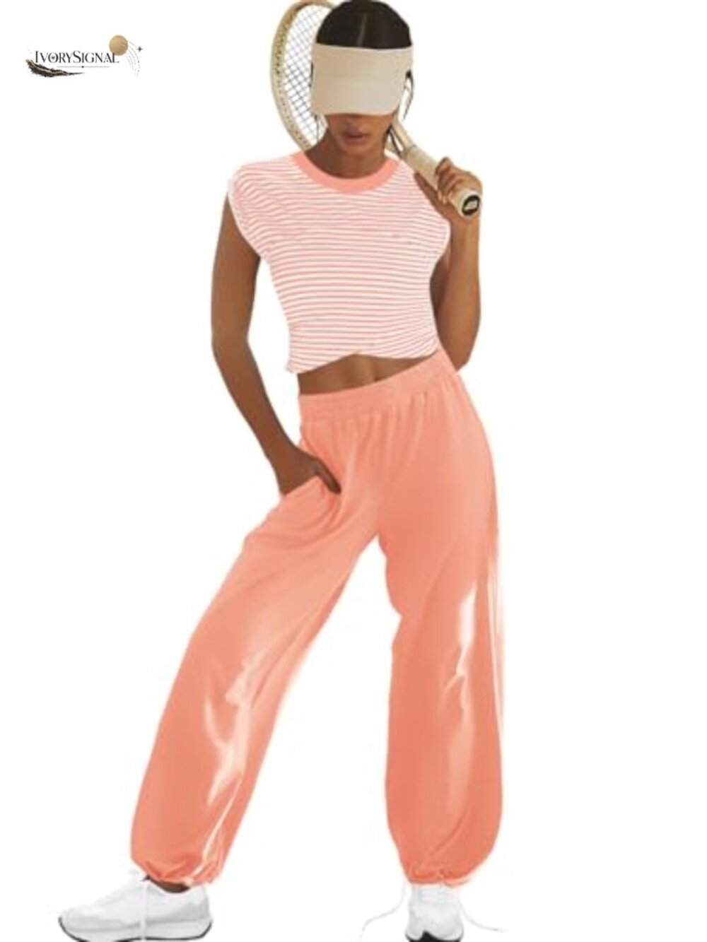 Women's Lounge Set Crop Top Wide Leg Pants with Pockets 2 Piece